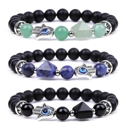 Fashion Devil\'s Eye Palm Artificial Crystal Stone Irregular Beaded Polishing Bracelets 1 Piece