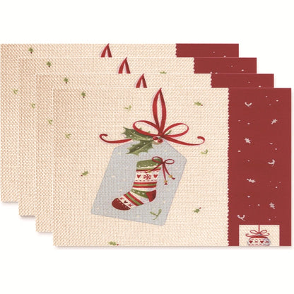 Christmas Nordic Style Christmas Tree Bow Knot Snowflake Linen Cotton And Linen Placemat