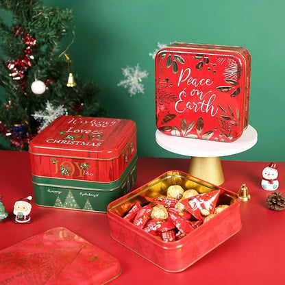 Christmas Christmas Tree Letter Tinplate Holiday Banquet Date Candy Storage Box Gift Wrapping Supplies