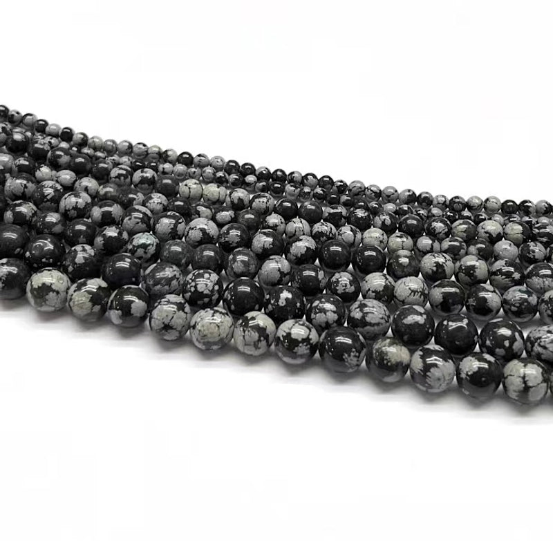 1 Piece Diameter 4mm Diameter 6 Mm Diameter 8mm 1.2-1.5mm Natural Stone Snowflake Obsidian Geometric Polished Beads