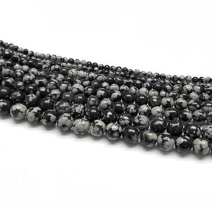 1 Piece Diameter 4mm Diameter 6 Mm Diameter 8mm 1.2-1.5mm Natural Stone Snowflake Obsidian Geometric Polished Beads