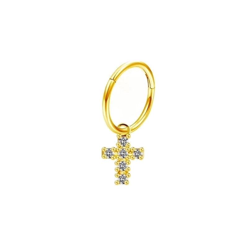Retro Cross Letter Butterfly Stainless Steel Steel Copper Plating Hollow Out Inlay Zircon White Gold Plated Gold Plated Nose Ring