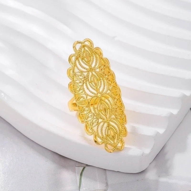 Elegant Solid Color Copper Plating 18k Gold Plated Rings