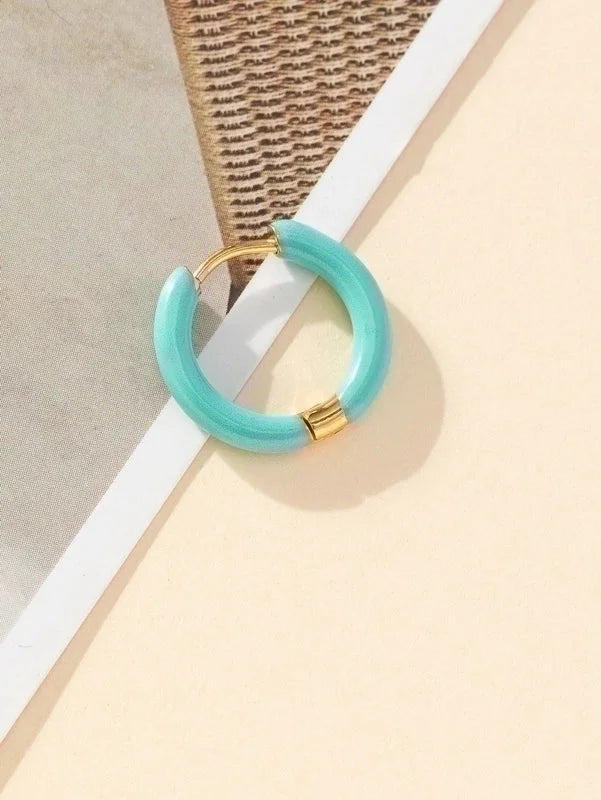 1 Piece Minimalist Solid Color Enamel Stainless Steel Earrings