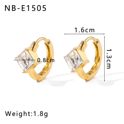 1 Piece Modern Style Minimalist Classic Style Geometric Inlay 304 Stainless Steel Rhinestones Glass Bead 18K Gold Plated Earrings