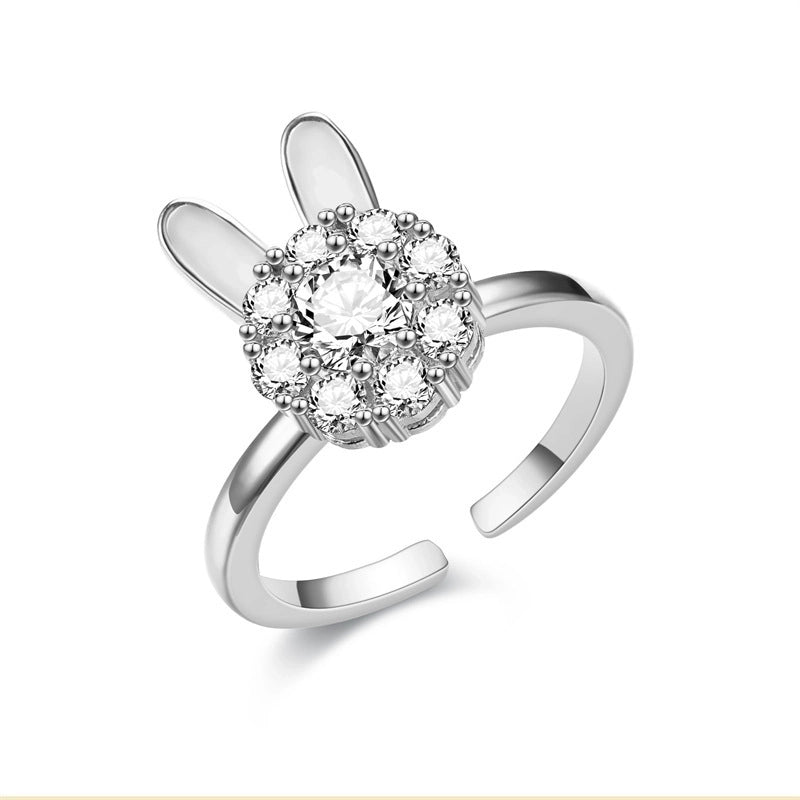 Fashion Heart Shape Butterfly Copper Plating Zircon Open Ring