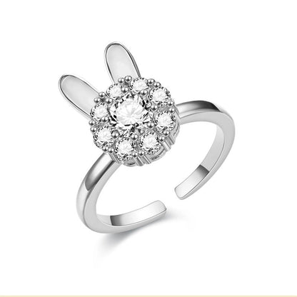 Fashion Heart Shape Butterfly Copper Plating Zircon Open Ring