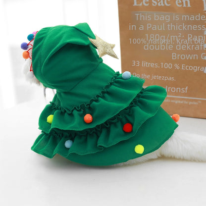 New Christmas Pet Clothes Small And Medium-sized Keji Fadou Christmas Tree Dog Cape Shawl Spot