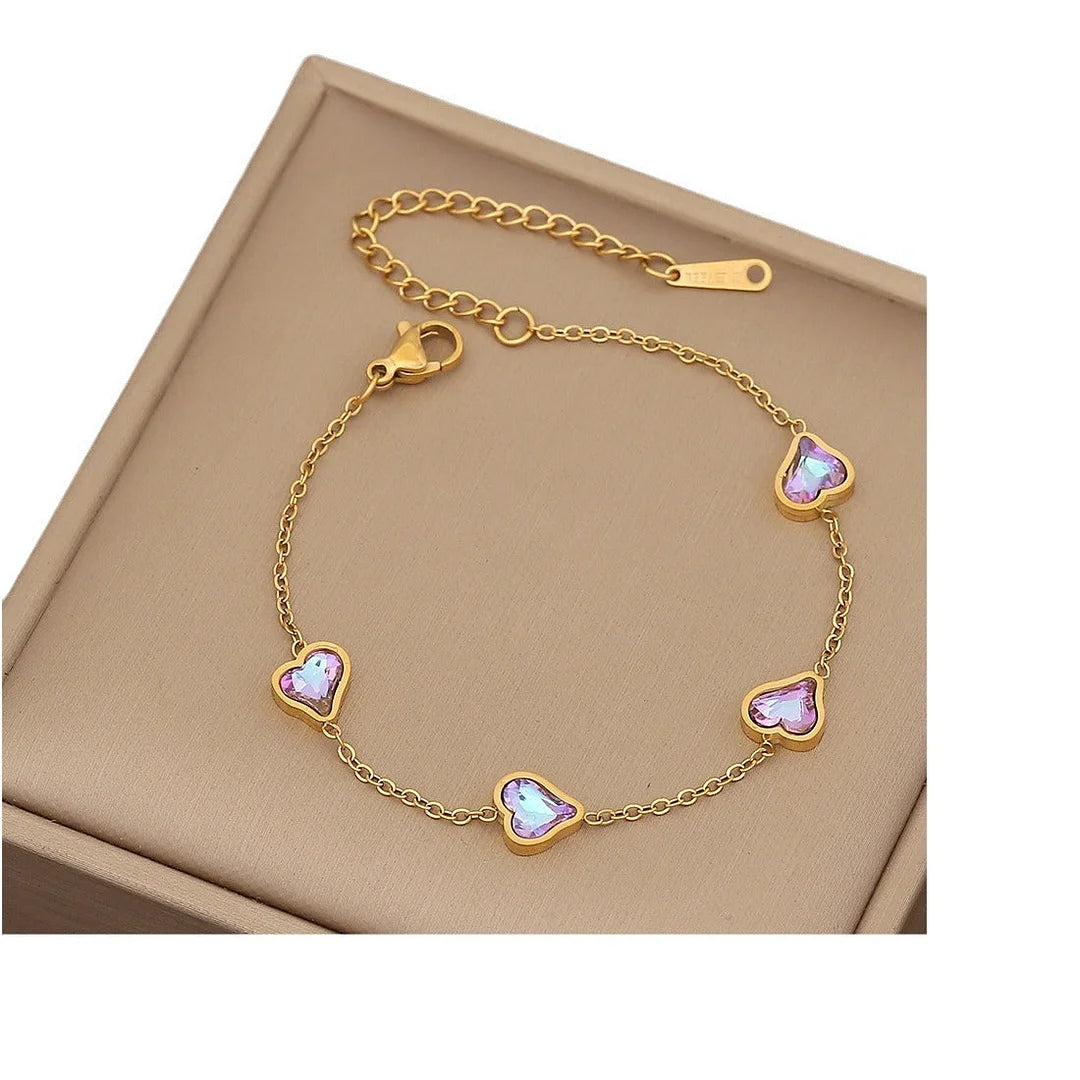 Women Fashion Heart Stainless Steel Electroplating Bracelets