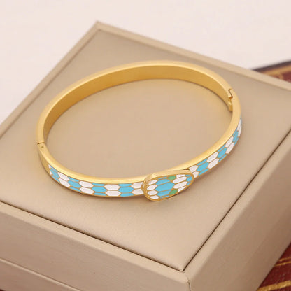 Retro Vintage Snake Stainless Steel Oil Dripping Bangles