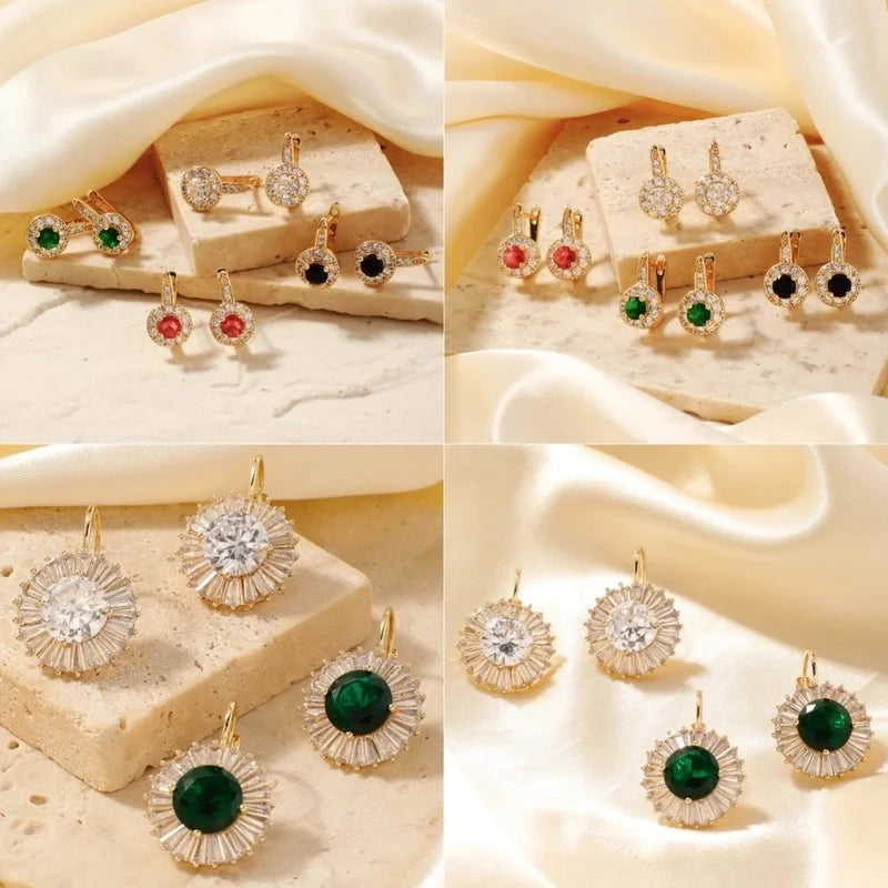 1 Pair Glam Shiny Korean Style Round Inlay Copper Zircon K Gold Plated Rhodium Plated Ear Clip