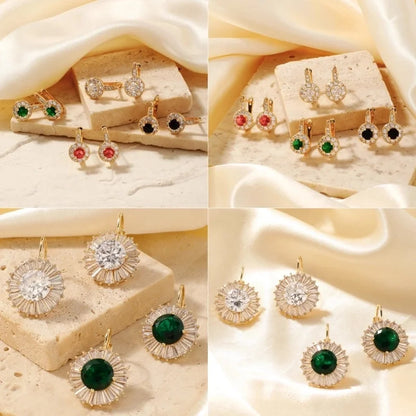 1 Pair Glam Shiny Korean Style Round Inlay Copper Zircon K Gold Plated Rhodium Plated Ear Clip