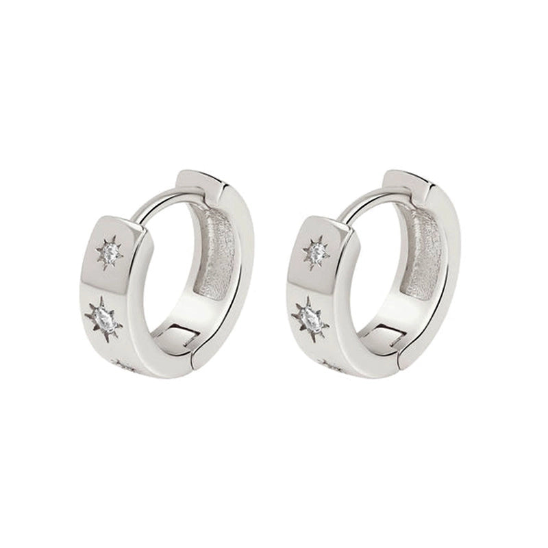 1 Pair Retro Round Copper Zircon Hoop Earrings