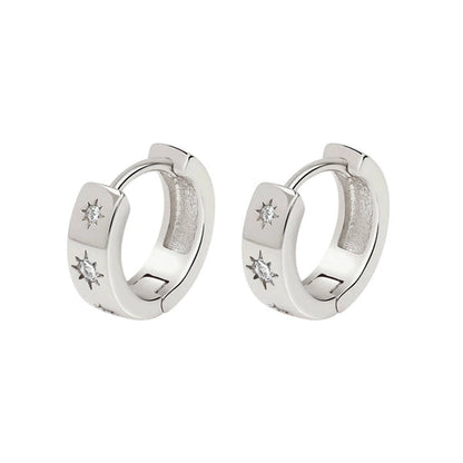 1 Pair Retro Round Copper Zircon Hoop Earrings