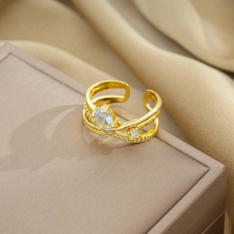 Copper 18K Gold Plated Minimalist Shiny Plating Snake Rings