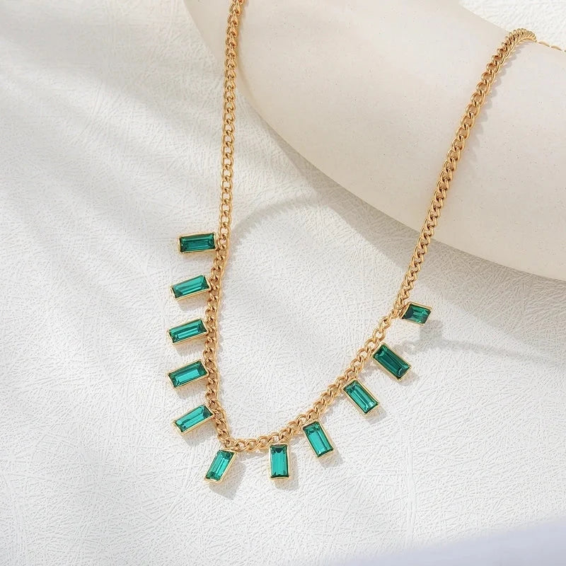 Retro Vacation Classic Style Geometric 304 Stainless Steel 18K Gold Plated Pendant Necklace Multi Charms Necklace