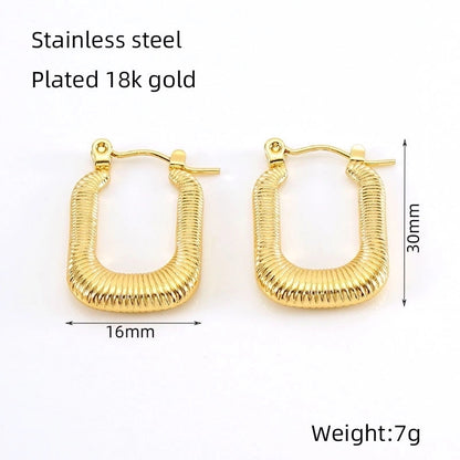 1 Pair Minimalist U Shape 304 Stainless Steel 18K Gold Plated Hoop Earrings
