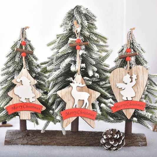Christmas Cute Christmas Tree Angel Elk Wood Party Festival Hanging Ornaments