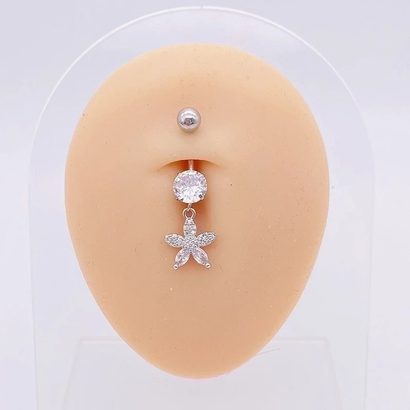 1 Piece Fashion Star Heart Shape Butterfly Stainless Steel Inlay Zircon Belly Ring