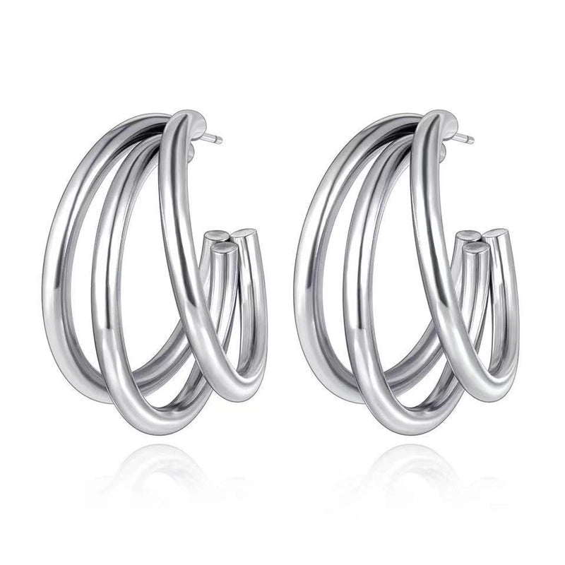 1 Pair Fashion C Shape Plating 201 Stainless Steel 18K Gold Plated Ear Studs
