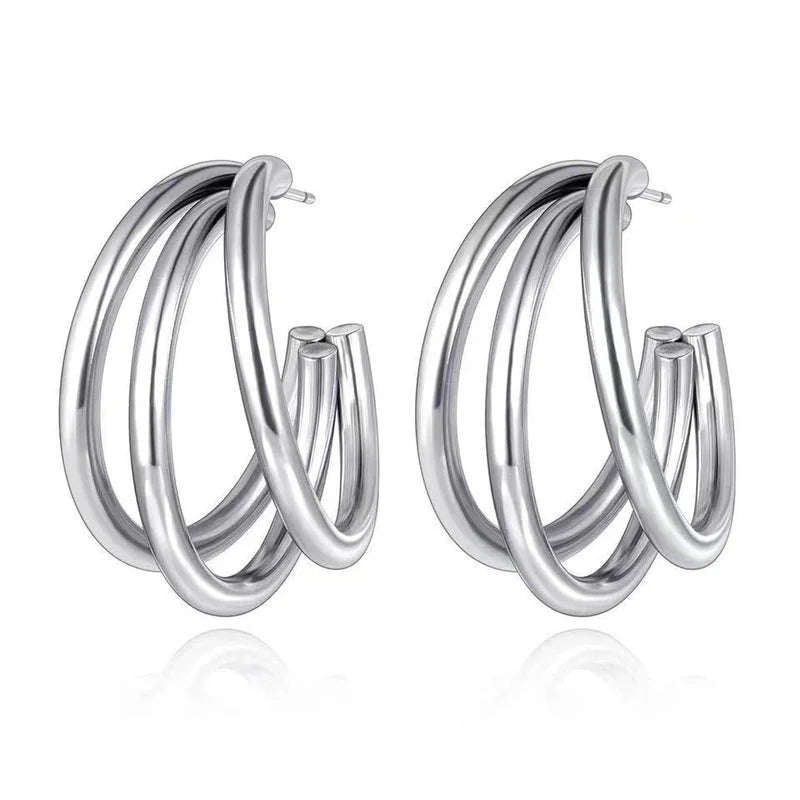 1 Pair Fashion C Shape Plating 201 Stainless Steel 18K Gold Plated Ear Studs