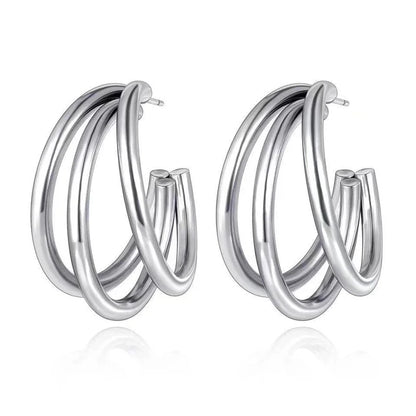 1 Pair Fashion C Shape Plating 201 Stainless Steel 18K Gold Plated Ear Studs