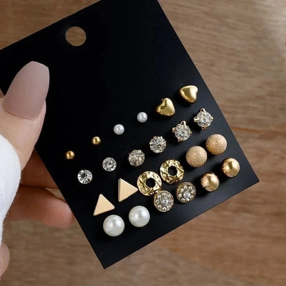 1 Set Minimalist Circle Heart Shape Butterfly Metal Plating Inlay Pearl Women\'s Earrings