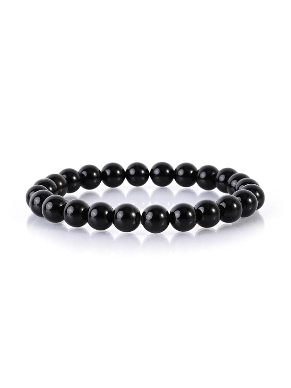2 Pieces Casual Minimalist Round Natural Stone Lava Rock Bracelets In Bulk