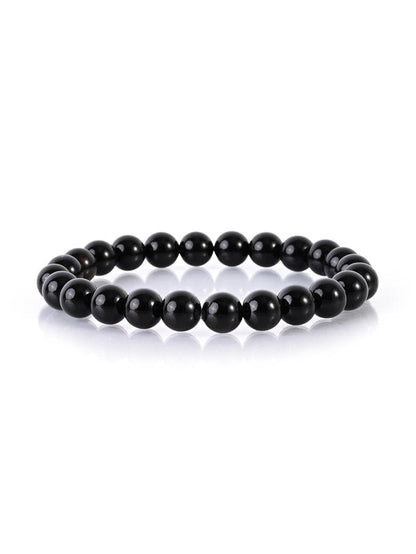 2 Pieces Casual Minimalist Round Natural Stone Lava Rock Bracelets In Bulk