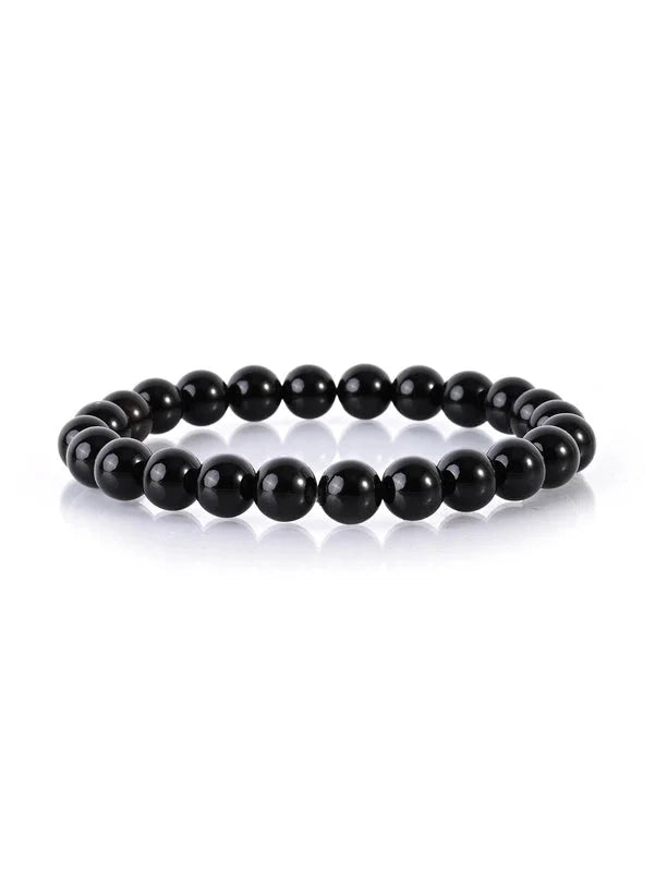 2 Pieces Casual Minimalist Round Natural Stone Lava Rock Bracelets In Bulk