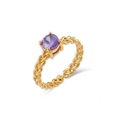 Glam Geometric 304 Stainless Steel Zircon 18K Gold Plated Inlay Open Ring