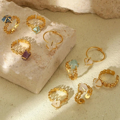 Minimalist Classic Style Geometric 304 Stainless Steel Open Rings