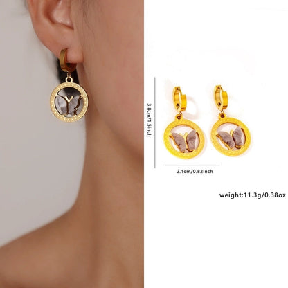 1 Pair Retro Minimalist Geometric Plating Titanium Steel Drop Earrings Ear Studs