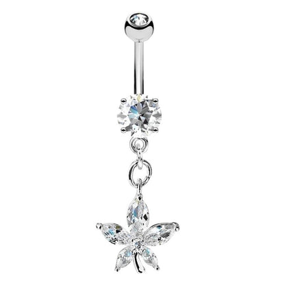 1 Piece Belly Rings Minimalist Heart Shape Wings Butterfly 316L Stainless Steel Copper Inlay Zircon