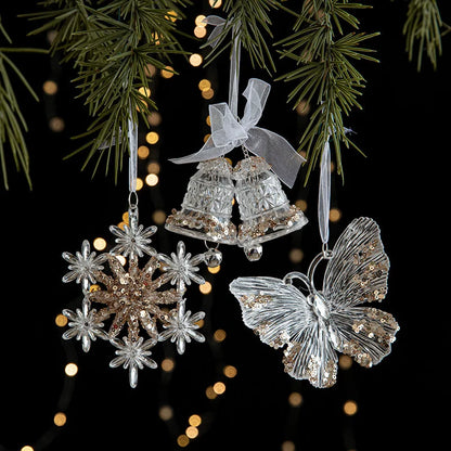 Christmas Ornaments Scene Decoration Supplies Christmas Tree Snowflakes Bells Small Hanging Decorations Crystal Transparent Hanging Ornaments