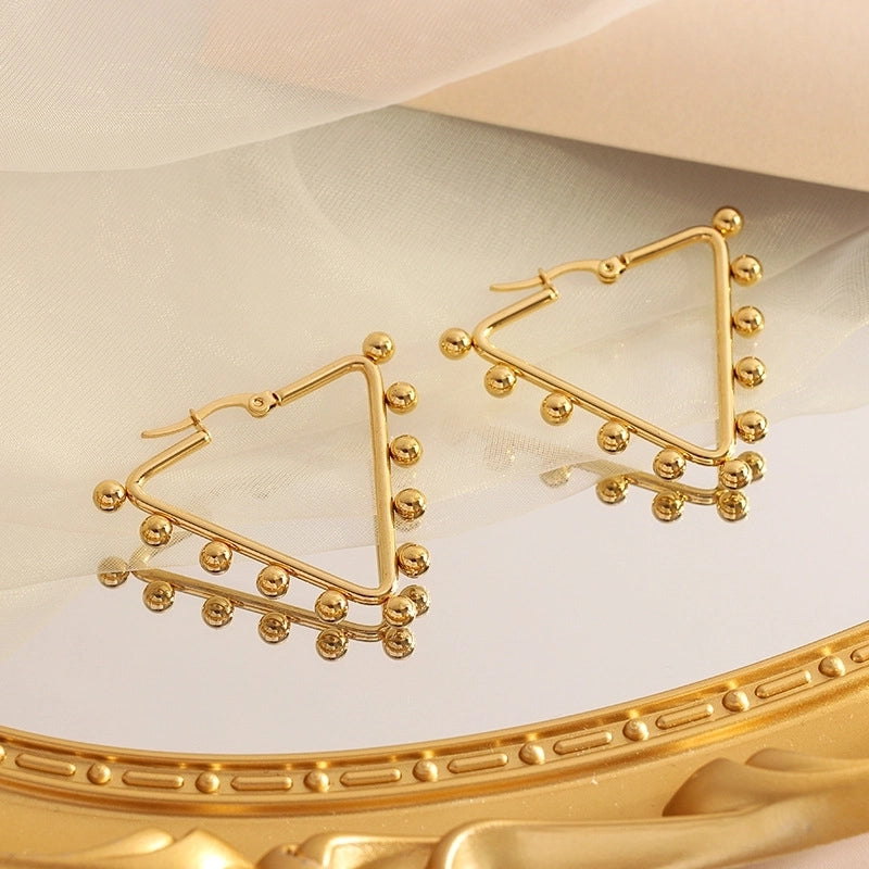 Fashion Triangle Round Square Stainless Steel Plating Earrings 1 Pair
