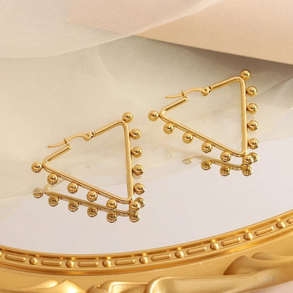 Fashion Triangle Round Square Stainless Steel Plating Earrings 1 Pair
