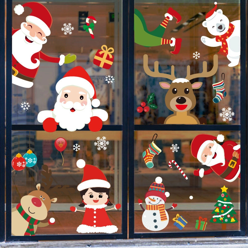 Christmas Casual Christmas Tree Santa Claus PVC Wall Sticker