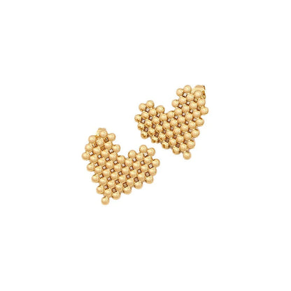 Expressive Quadrilateral Triangle Heart Geometric Stainless Steel Electroplating Stud Earrings