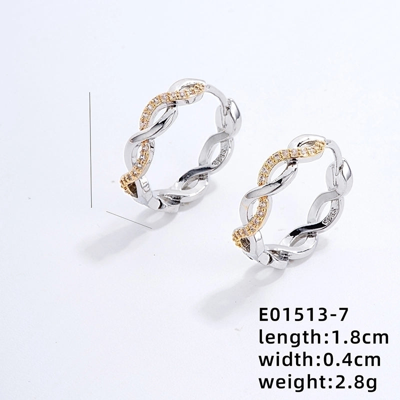 1 Pair Minimalist Commute Color Block Three-dimensional Inlay Copper Zircon Gold Plated Silver Plated Earrings