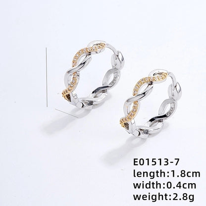 1 Pair Minimalist Commute Color Block Three-dimensional Inlay Copper Zircon Gold Plated Silver Plated Earrings