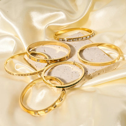 IG Style Octagram Tennis / Diamond Line Chain Asymmetrical Six-Pointed Star Stainless Steel Zircon Inlay Bangles