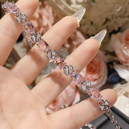Copper Inlay Heart Shape Flower Bow Knot Zircon Bracelets