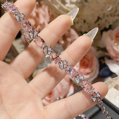 Copper Inlay Heart Shape Flower Bow Knot Zircon Bracelets