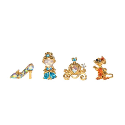 4 Pieces Set Cute Minimalist Cartoon Character Copper Copper Earrings Sets