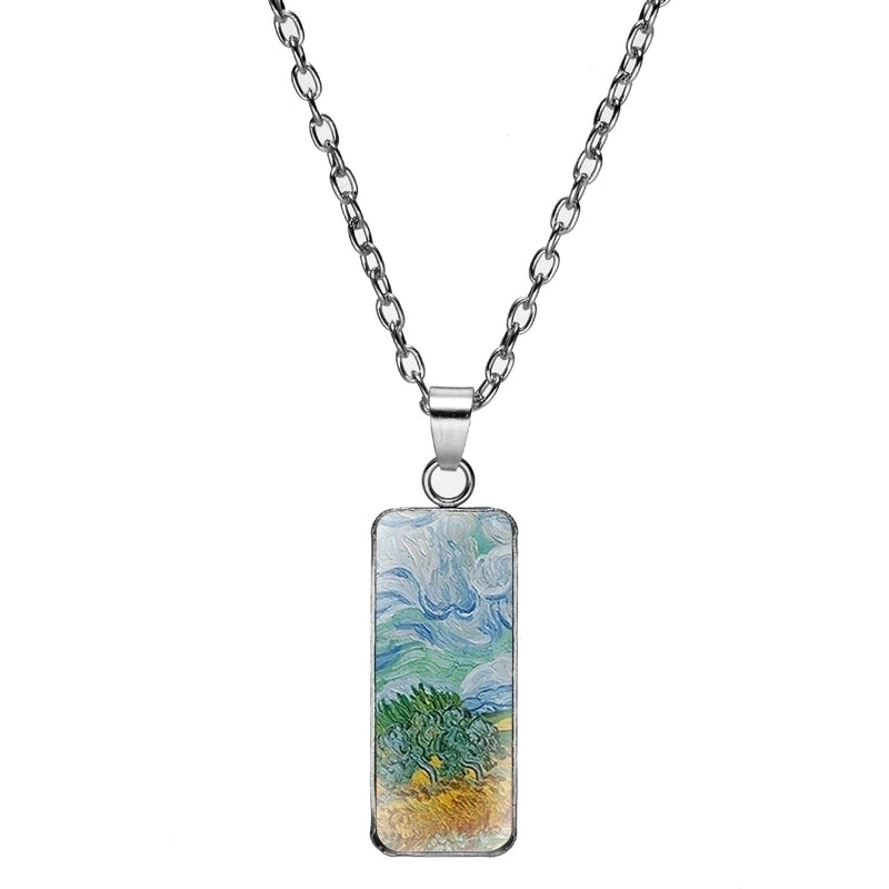 Alloy Classic Style Inlay Sunflower Starry Sky Glass Pendant Necklace