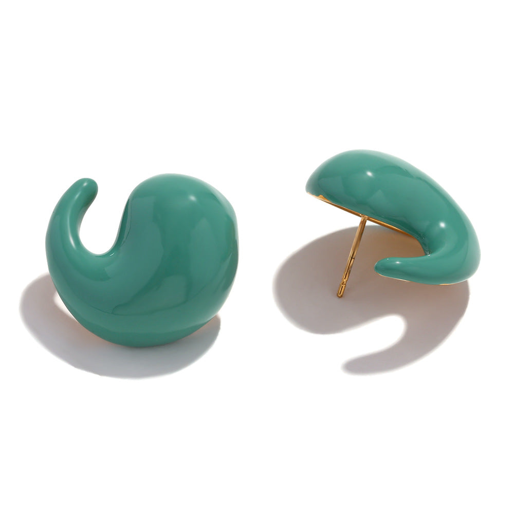 Fashion Petal Geometric Flower Stainless Steel 18K Gold Plated Earrings