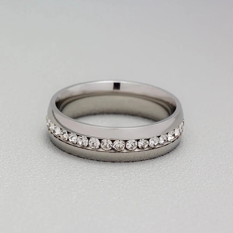 Geometric 201 Stainless Steel Rhinestone Gold Plated