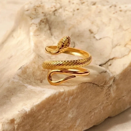 Fashion Snake 304 Stainless Steel 18K Gold Plated Plating Open Ring