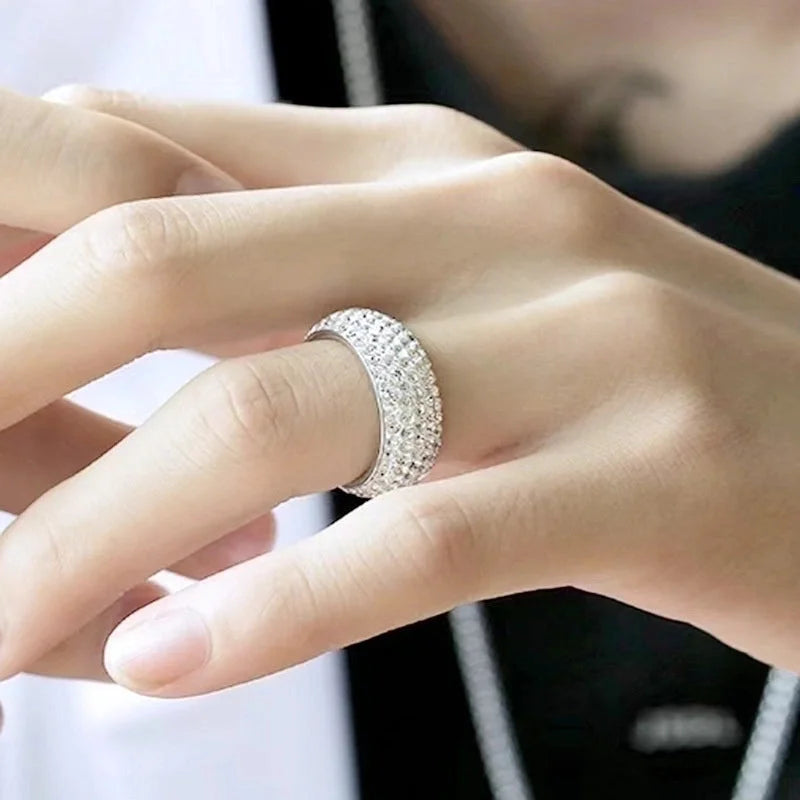 Minimalist U Shape Titanium Steel Zircon 18K Gold Plated Inlay Rings